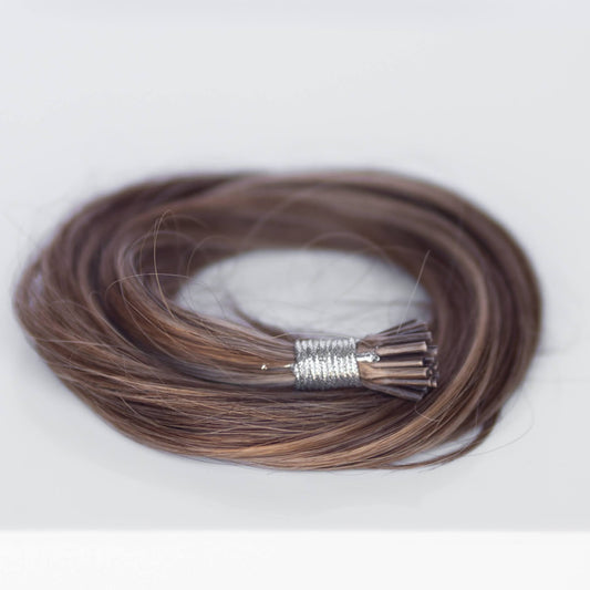 I-Tip 20" 25g Professional Hair Extensions - Chocolate Brown Highlight #4/#27