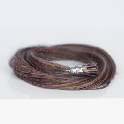 I-Tip 16" 25g Professional Hair Extensions - Chocolate Brown Highlight #4/#27