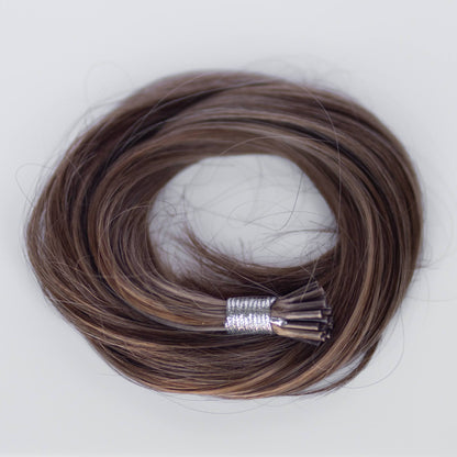 I-Tip 16" 25g Professional Hair Extensions - Chocolate Brown Highlight #4/#27