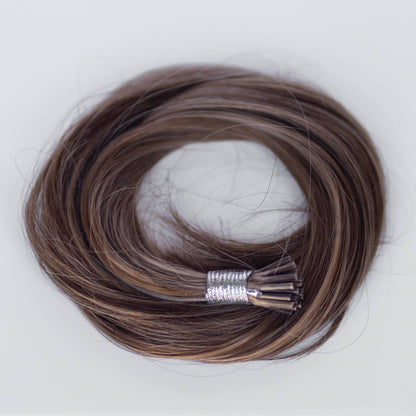 I-Tip 20" 25g Professional Hair Extensions - Chocolate Brown Highlight #4/27