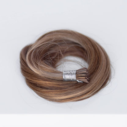 I-Tip 18" 25g Professional Hair Extensions - #6/18 Sea Salt & Caramel (aka Highlight Hot Toffee Blonde)