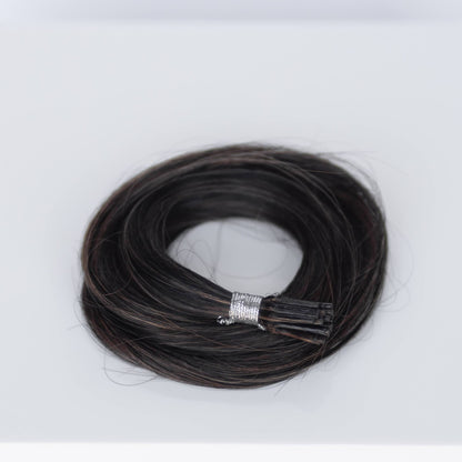 I-Tip 24" 25g Professional Hair Extensions - #1B/2/6 Dark Chocolate Caramel (aka Piano Key Chocolate Drip)