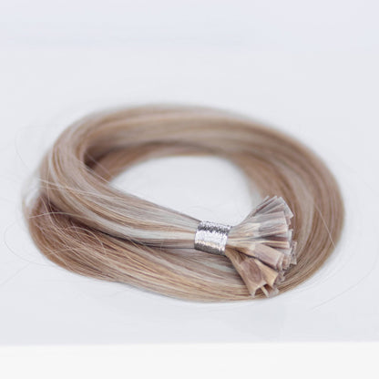 K-Tip 16" 25g Professional Hair Extensions - #80/18/46 Summer Blonde (aka Piano Key White Truffle)