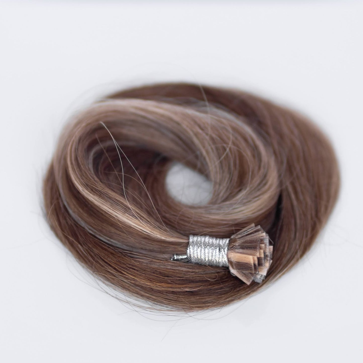 K-Tip 16" 25g Professional Hair Extensions - Chocolate Brown Highlight #4/#27