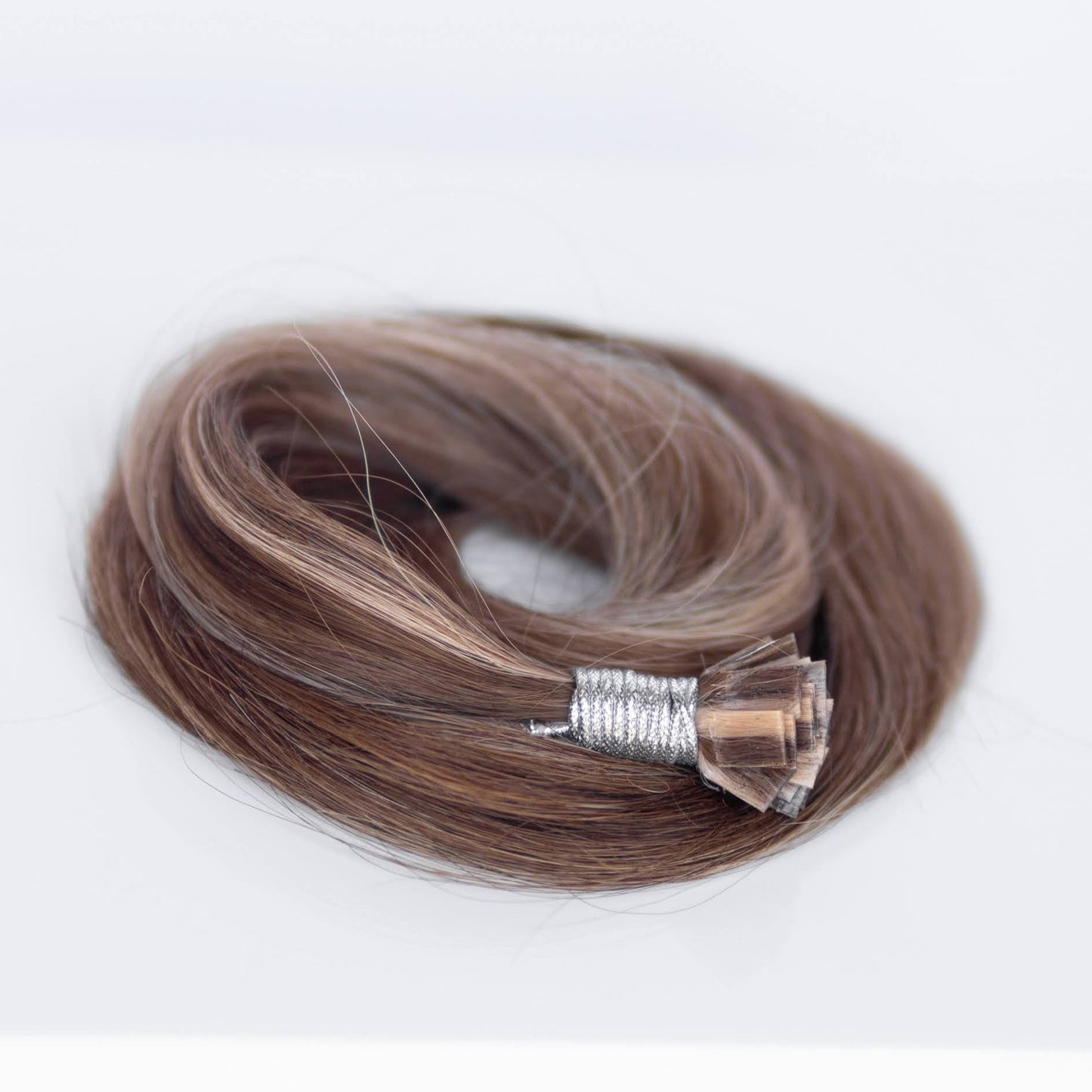 K-Tip 16" 25g Professional Hair Extensions - Chocolate Brown Highlight #4/#27