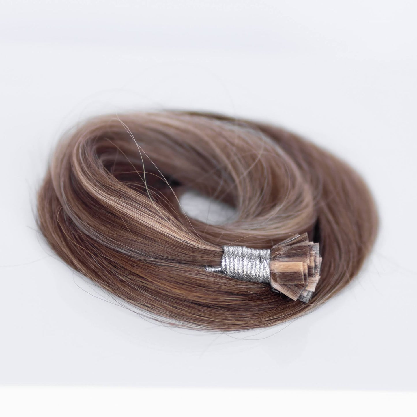 K-Tip 18" 25g Professional Hair Extensions - Chocolate Brown Highlight #4/#27