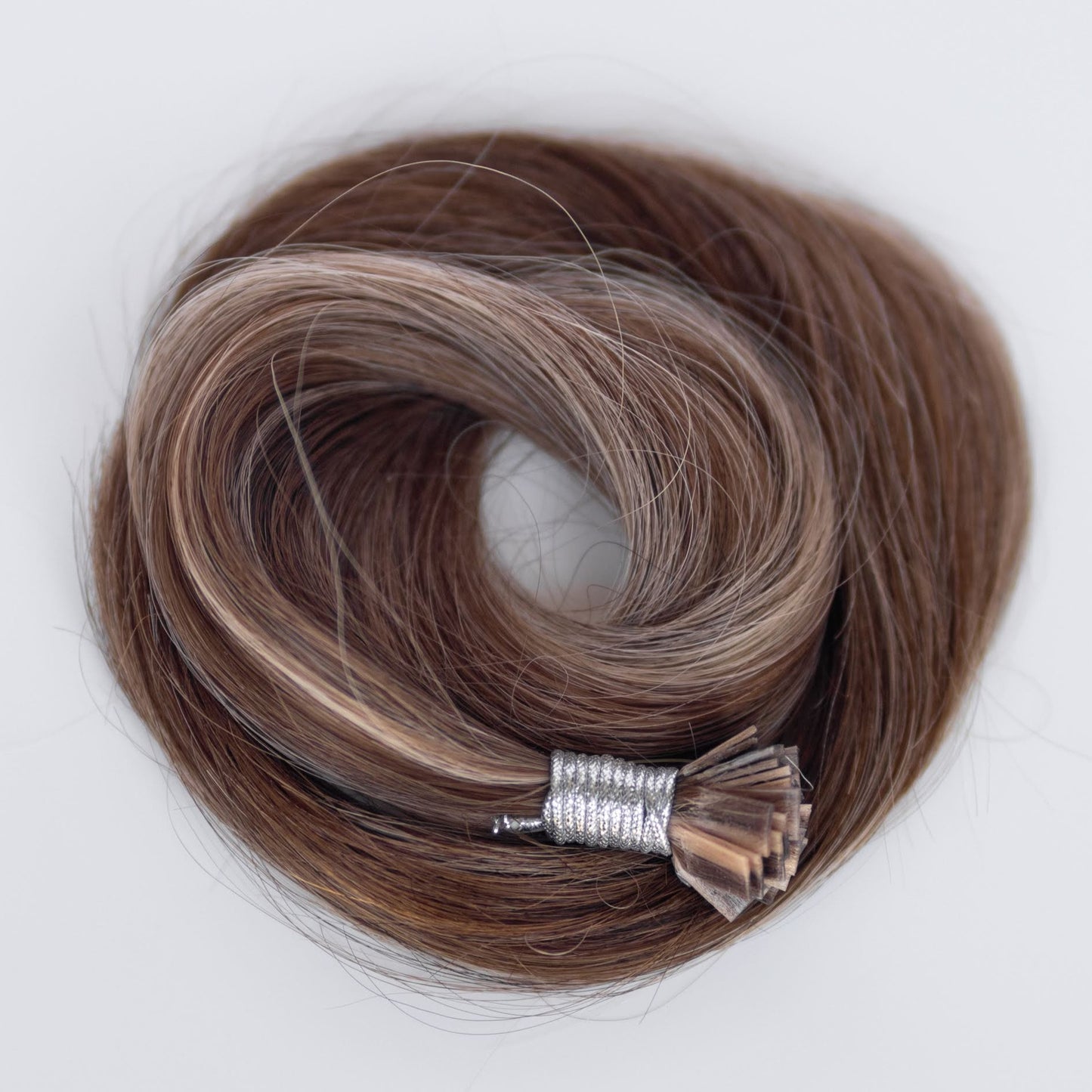 K-Tip 16" 25g Professional Hair Extensions - Chocolate Brown Highlight #4/#27