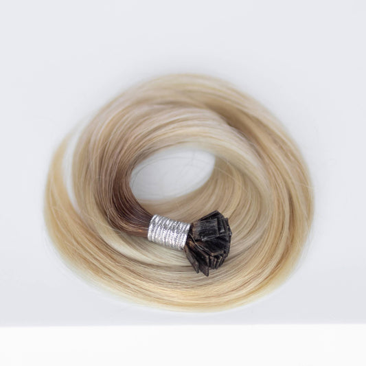 K-Tip 16" 25g Single Donor Virgin - #T3/60 Cocoa Rooted Blonde (aka Rooted Walnut Brown/Ash Blonde)