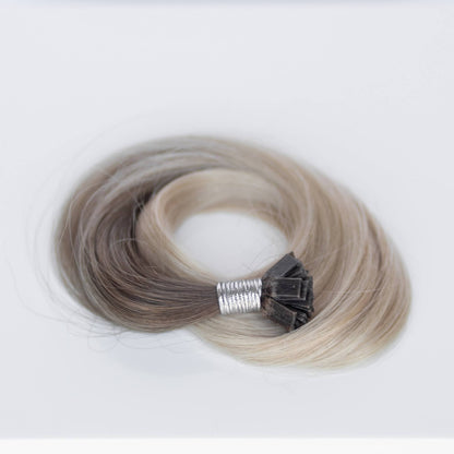 K-Tip 18" 25g Professional Hair Extensions - #T1CC/80 Smokey Blonde (aka Cool Mochachino Brown/White Blonde)
