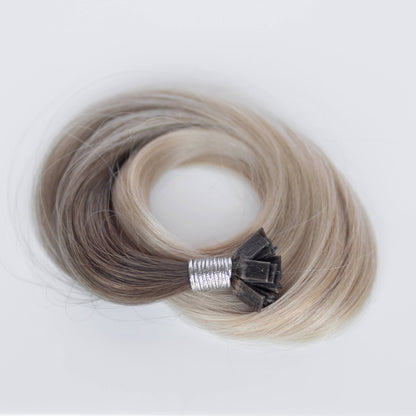 K-Tip 18" 25g Professional Hair Extensions - #T1CC/80 Smokey Blonde (aka Cool Mochachino Brown/White Blonde)