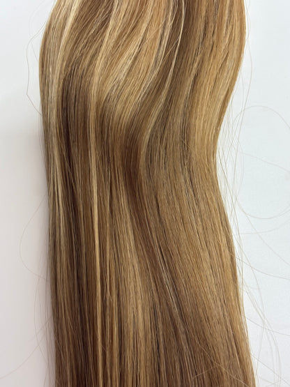 Machine-Tied Weft 28" 180g Pro Blend Hair Extensions - Warm Chocolate Highlight - FINAL SALE 40% OFF