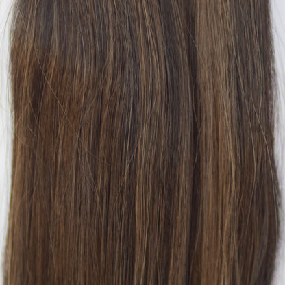 Machine-Tied Weft 16" 120g Single Donor Virgin - #1B/2/6 Dark Chocolate Caramel (aka Piano Key Chocolate Drip)