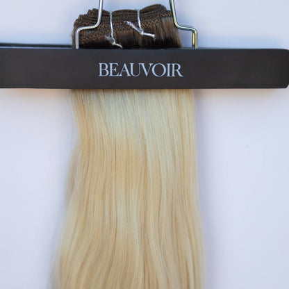 Machine-Tied Weft 16" 120g Pro Blend Hair Extensions - #T1CC/80 Smokey Blonde (aka Cool Mochachino Brown/White Blonde)