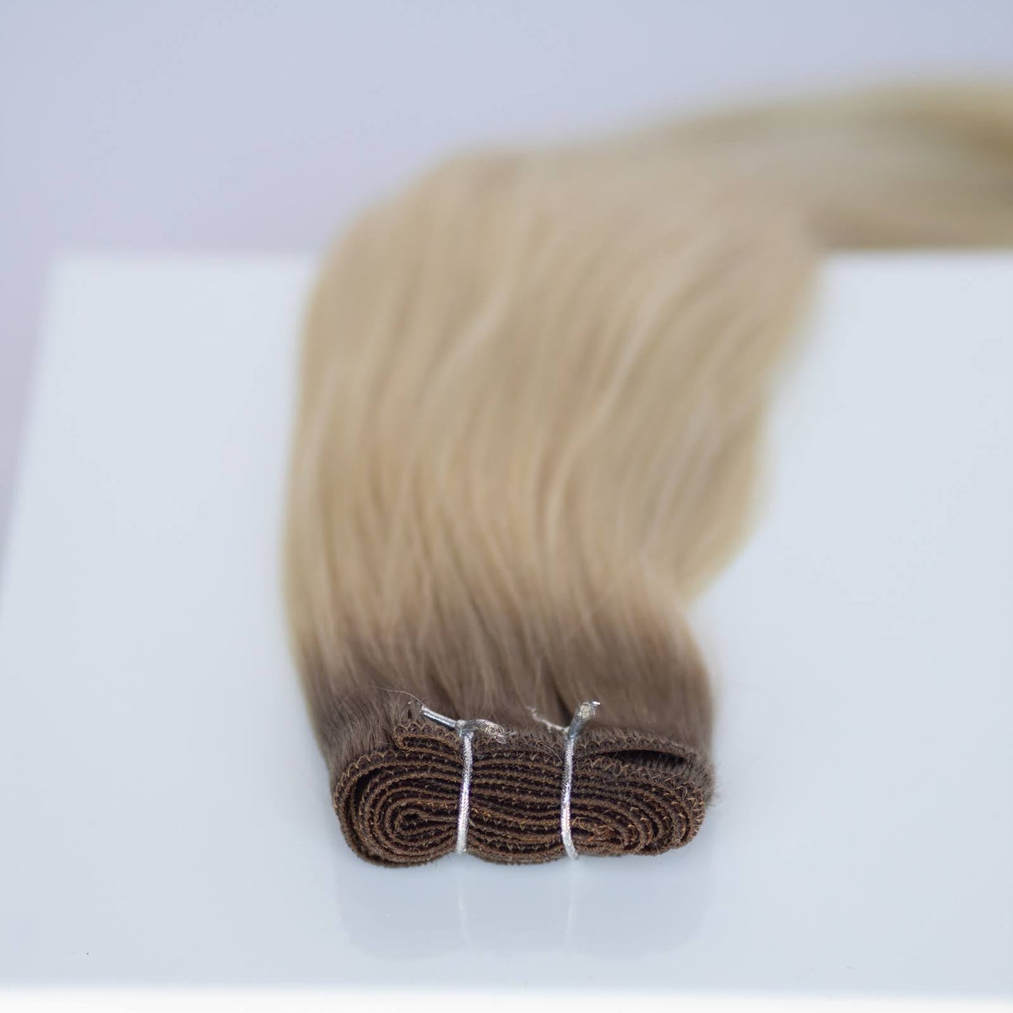 Machine-Tied Weft 18" 130g Pro Blend - #T1CC/80 Smokey Blonde (aka Cool Mochachino Brown/White Blonde)