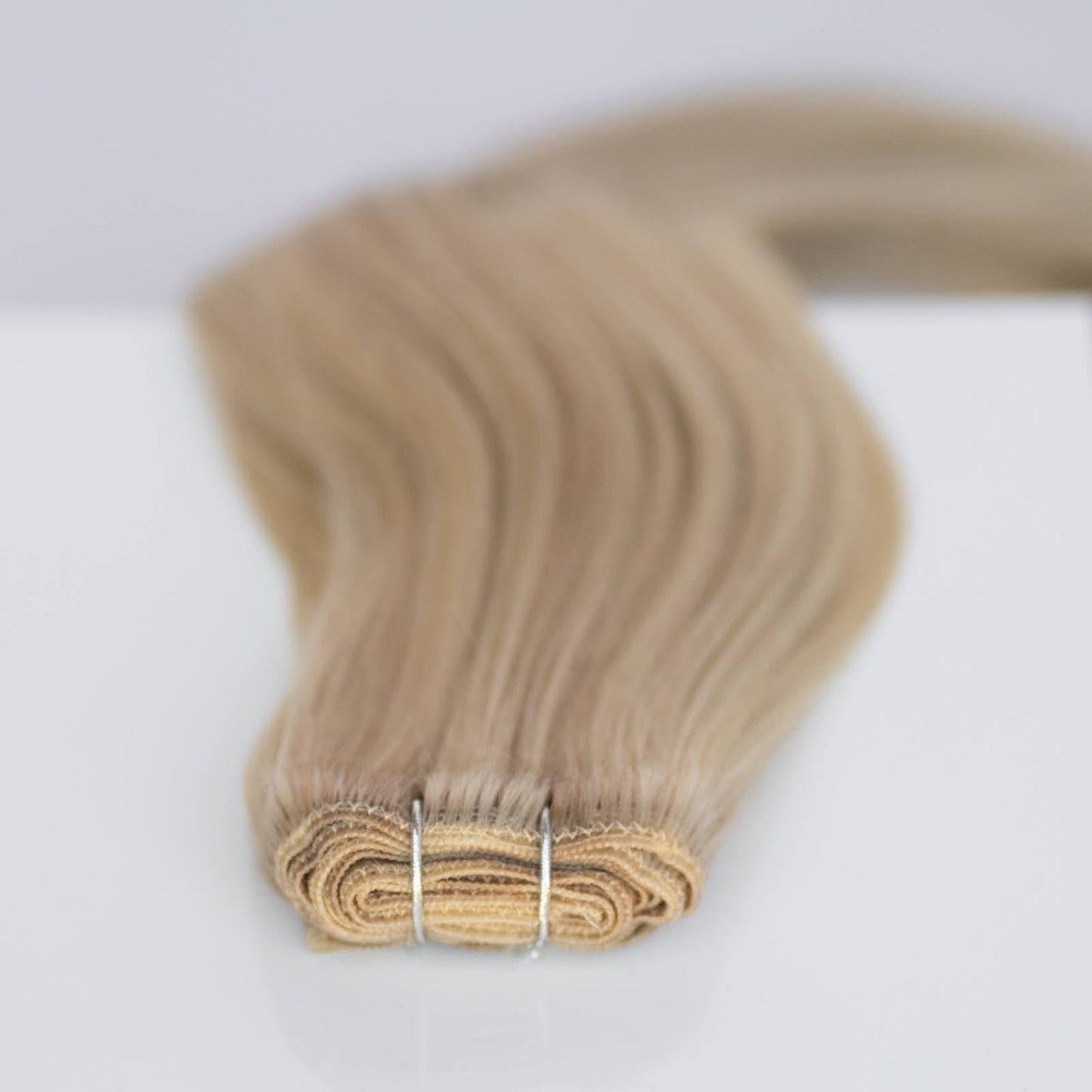 Machine-Tied Weft 16" 120g Single Donor Virgin - #80/18/46 Summer Blonde (aka Piano Key White Truffle)