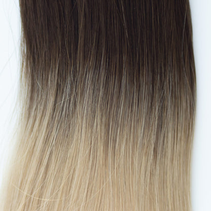 Machine-Tied Weft 20" 150g Pro Blend Hair Extensions - #2/18 Café Noir Balayage (aka Balayage Dark Brown/Dirty Blonde)