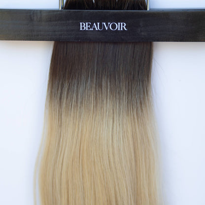 Machine-Tied Weft 20" 150g Pro Blend Hair Extensions - #2/18 Café Noir Balayage (aka Balayage Dark Brown/Dirty Blonde)