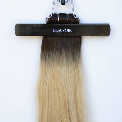 Machine-Tied Weft 24" 170g Single Donor Virgin -  #2/18 Café Noir Balayage (aka Balayage Dark Brown/Dirty Blonde)