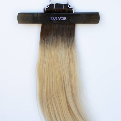 Machine-Tied Weft 20" 150g Pro Blend Hair Extensions - #2/18 Café Noir Balayage (aka Balayage Dark Brown/Dirty Blonde)