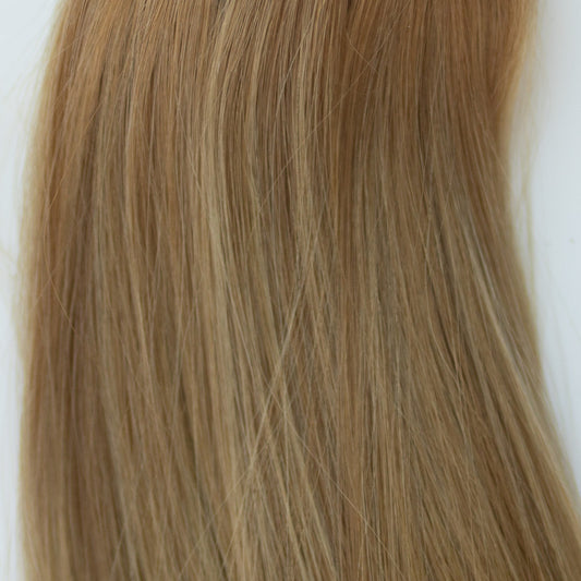 Machine-Tied Weft 28" 180g Pro Blend Hair Extensions - #6/18 Sea Salt & Caramel (aka Highlight Hot Toffee Blonde)