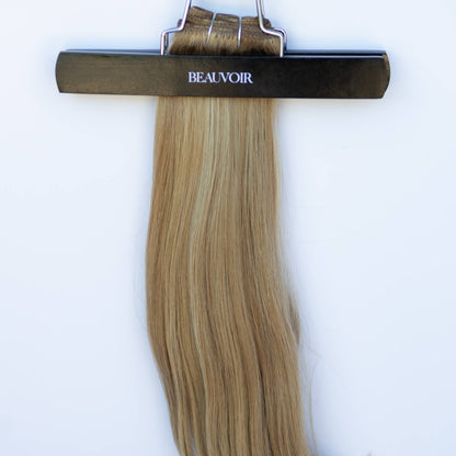 Machine-Tied Weft 28" 180g Single Donor Virgin - #6/18 Sea Salt & Caramel (aka Highlight Hot Toffee Blonde)