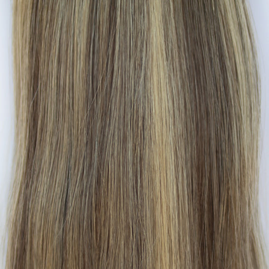 Machine-Tied Weft 20" 145g Professional Hair Extensions - #4/27 Chocolate Brulé (aka Highlight Chocolate Brown)