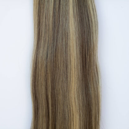 Machine-Tied Weft 28" 180g Single Donor Virgin - #4/27 Chocolate Brulé (aka Highlight Chocolate Brown)