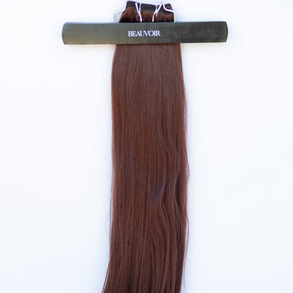 Machine-Tied Weft 16" 120g Single Donor Virgin - #550 Rouge (aka Cinnamon Mocha)