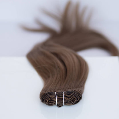 Machine-Tied Weft 28" 180g Single Donor Virgin - #8 Whiskey Brown (aka Ash Brown)