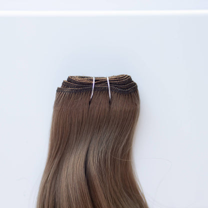 Machine-Tied Weft 28" 180g Single Donor Virgin - #8 Whiskey Brown (aka Ash Brown)