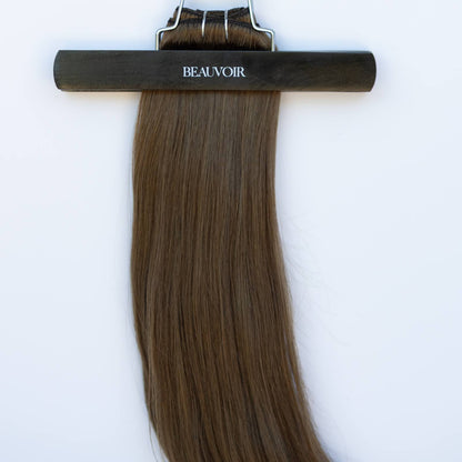 Machine-Tied Weft 16" 120g Pro Blend Hair Extensions - #4 Roasted Walnut (aka Chocolate Brown)
