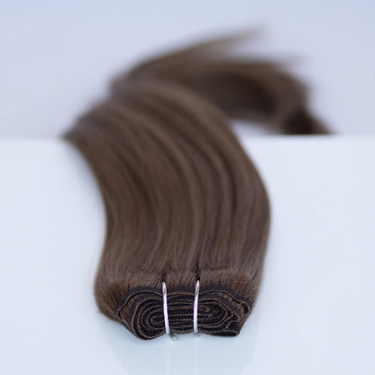 Machine-Tied Weft 16" 120g Pro Blend Hair Extensions - #4 Roasted Walnut (aka Chocolate Brown)