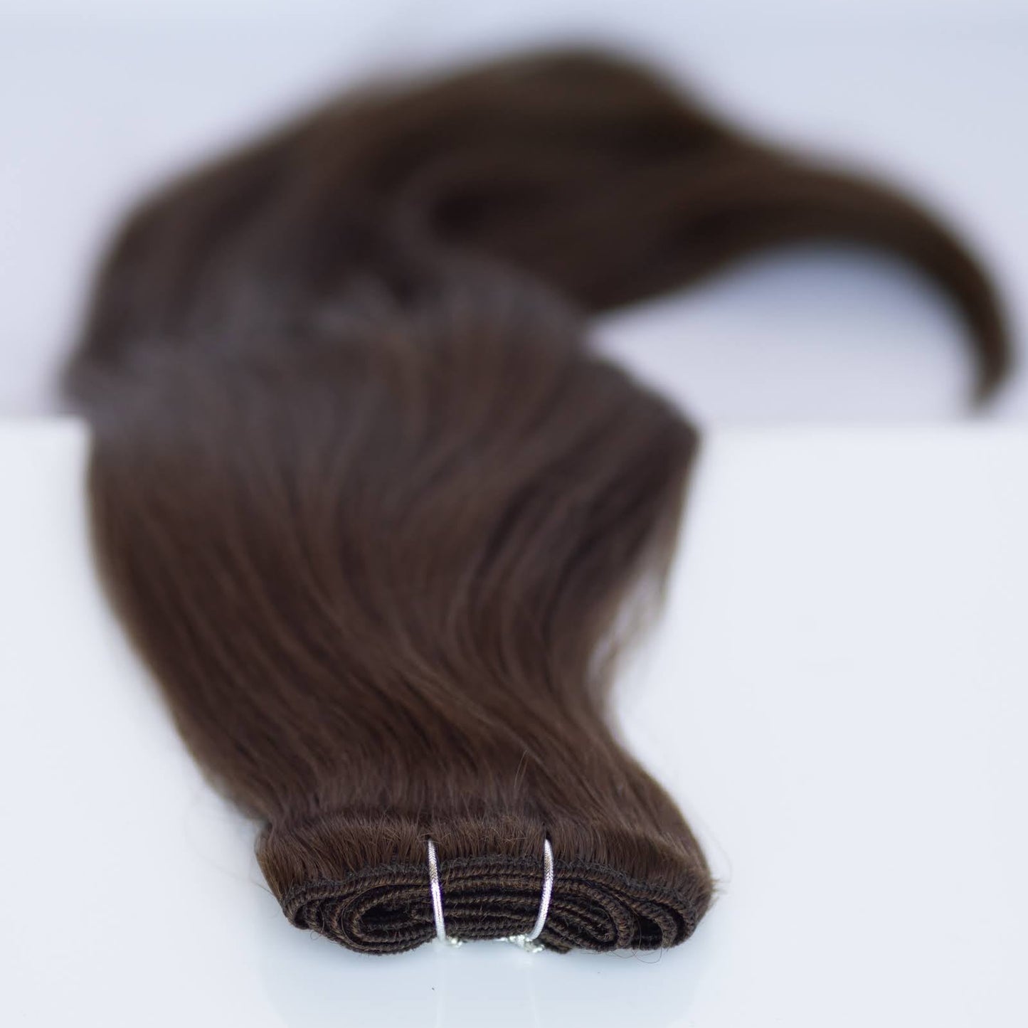 Machine-Tied Weft 20" 145g Single Donor Virgin - #2 Dark Chocolate (aka Dark Brown)