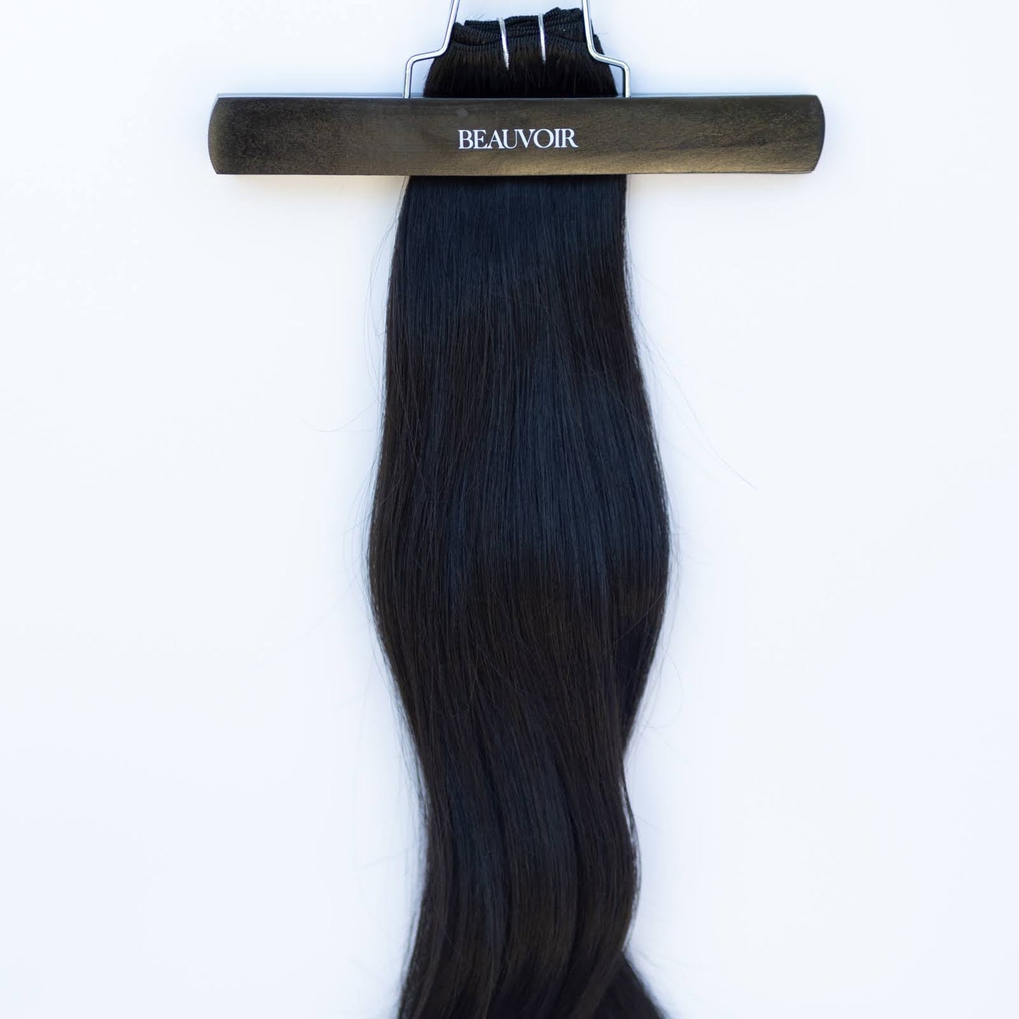 Machine-Tied Weft 16" 120g Single Donor Virgin -  #1B Midnight (aka Off Black)