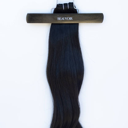 Machine-Tied Weft 24" 170g Pro Blend Hair Extensions - #1B Midnight (aka Off Black)