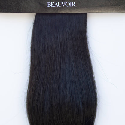 Machine-Tied Weft 22" 160g Pro Blend Hair Extensions - #1B Midnight (aka Off Black)