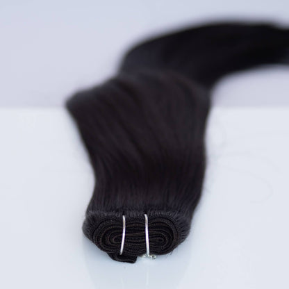 Machine-Tied Weft 22" 160g Pro Blend Hair Extensions - #1B Midnight (aka Off Black)