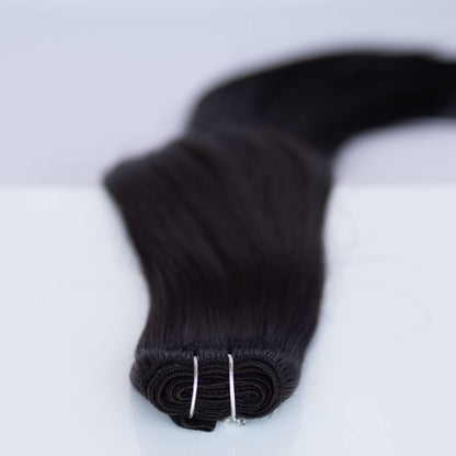 Machine-Tied Weft 24" 170g Pro Blend Hair Extensions - #1B Midnight (aka Off Black)