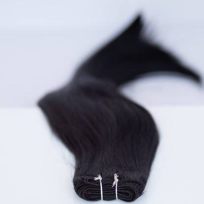 Machine-Tied Weft 16" 120g Single Donor Virgin - #1 Noir (aka Jet Black)
