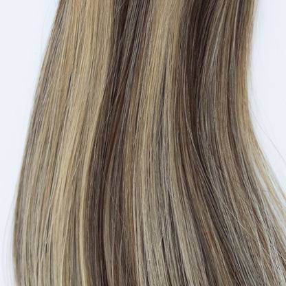 Genius (Micro) Weft 16" 60g Pro Blend Hair Extensions - #4/27 Chocolate Brulé (aka Highlight Chocolate Brown)