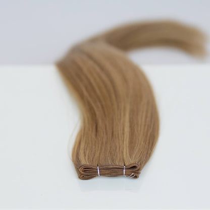 Genius (Micro) Weft 20" 80g Pro Blend Hair Extensions - #6/18 Sea Salt & Caramel (aka Highlight Hot Toffee Blonde)