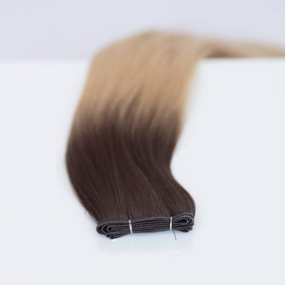 Genius (Micro) Weft 18" 68g Pro Blend Hair Extensions - #2/18 Café Noir Balayage (aka Balayage Dark Brown/Dirty Blonde)
