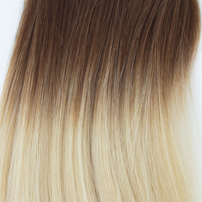 Genius (Micro) Weft 16" 60g Single Donor Virgin - #T3/60 Cocoa Rooted Blonde (aka Rooted Walnut Brown/Ash Blonde)