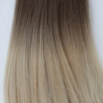 Genius (Micro) Weft 16" 60g Pro Blend Hair Extensions - #T1CC/80 Smokey Blonde (aka Cool Mochachino Brown/White Blonde)