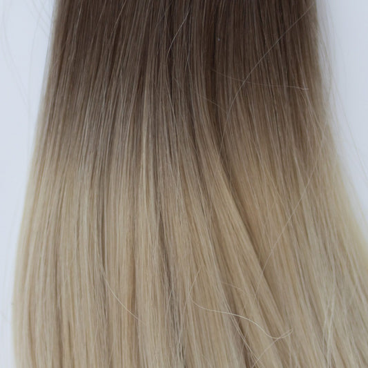 Genius (Micro) Weft 24" 94g Single Donor Virgin - #T1CC/80 Smokey Blonde (aka Cool Mochachino Brown/White Blonde)
