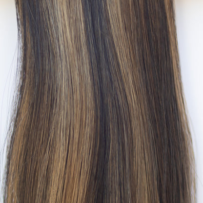 Genius (Micro) Weft 20" 80g Single Donor Virgin - #1B/2/6 Dark Chocolate Caramel (aka Piano Key Chocolate Drip)