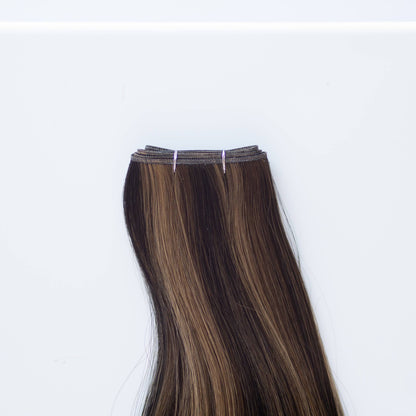 Genius (Micro) Weft 20" 80g Single Donor Virgin - #1B/2/6 Dark Chocolate Caramel (aka Piano Key Chocolate Drip)