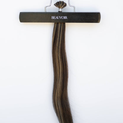 K-Tip 18" 25g Pro Blend Hair Extensions - #1B/2/6 Dark Chocolate Caramel (aka Piano Key Chocolate Drip)