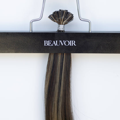 K-Tip 18" 25g Pro Blend Hair Extensions - #1B/2/6 Dark Chocolate Caramel (aka Piano Key Chocolate Drip)