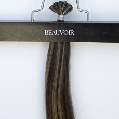 K-Tip 18" 25g Pro Blend Hair Extensions - #1B/2/6 Dark Chocolate Caramel (aka Piano Key Chocolate Drip)
